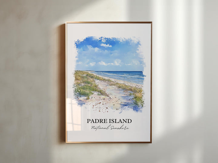 Padre Island TX Wall Art, Brownsville Texas Print, Texas Watercolor Art, Padre Island Gift, Travel Print, Travel Poster, Housewarming Gift