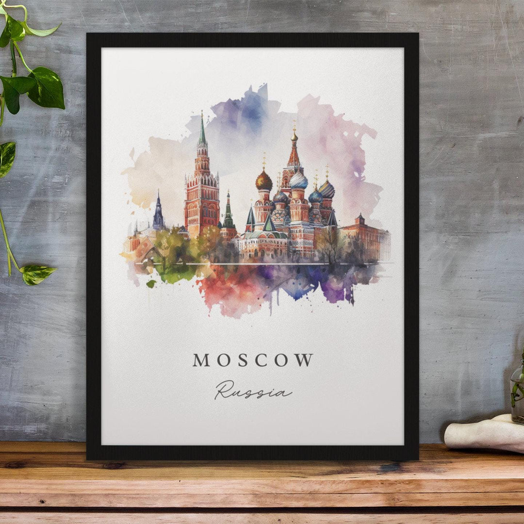 Moscow Wall Art, Moscow Russia Print, Moscow Watercolor Art, The Kremlin Art Gift,