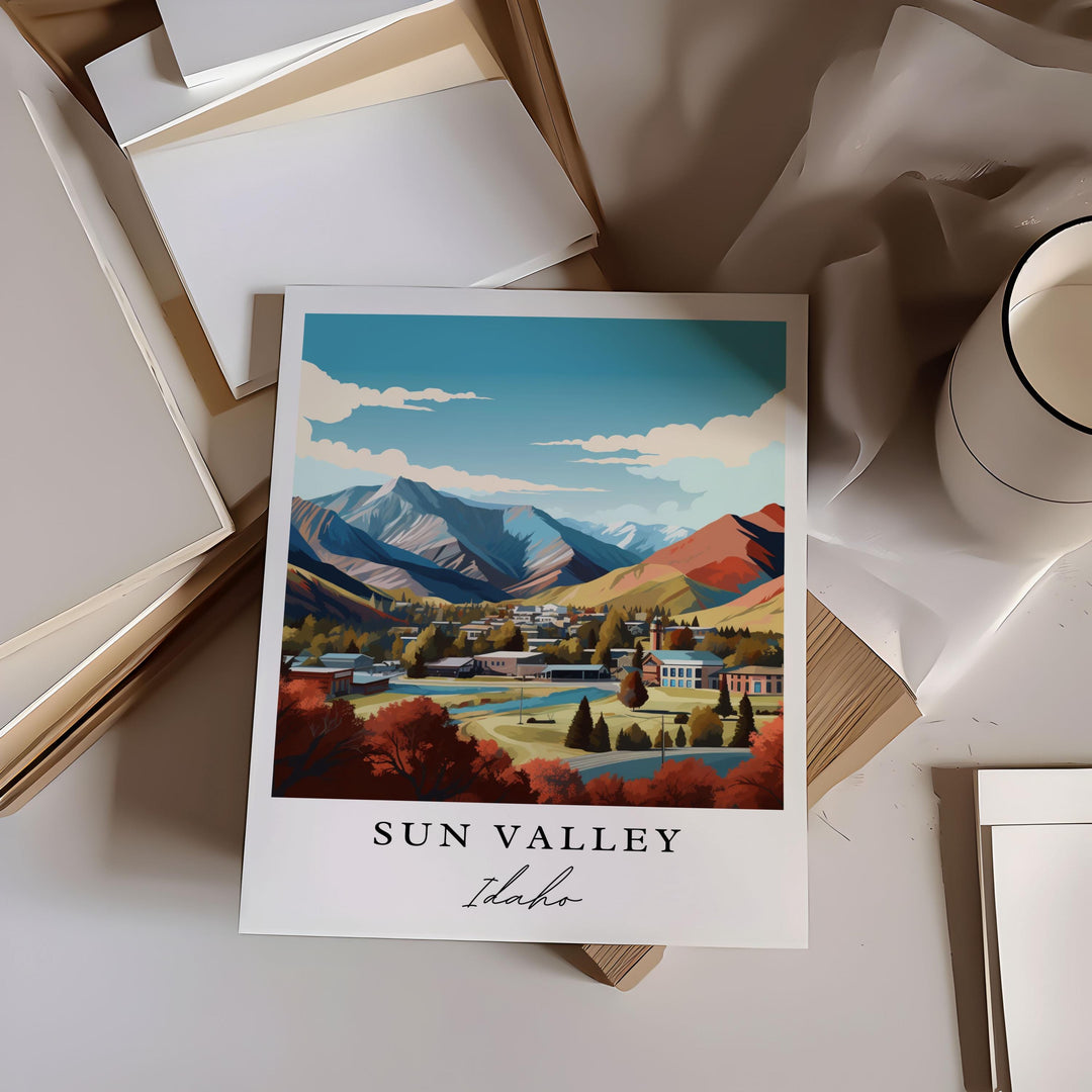 Sun Valley Idaho wall art - Idaho, Sun Valley poster, Sun Valley ID Wedding gift, Birthday present, Custom Text, Personalised Gift