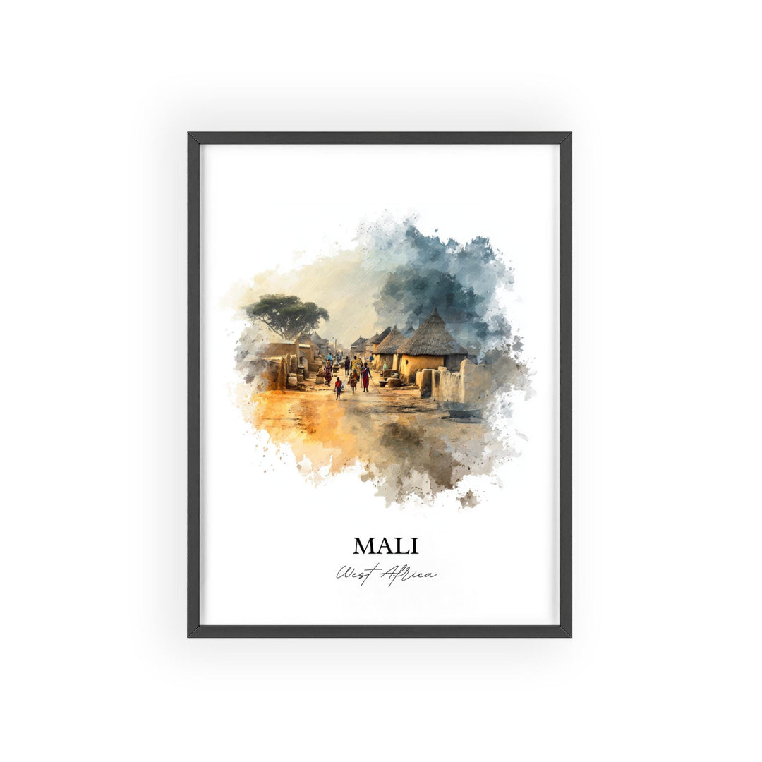 Mali Wall Art, Mali Print, Mali Watercolor Art, Mali Africa Gift, Travel Print, Travel Poster, Housewarming Gift