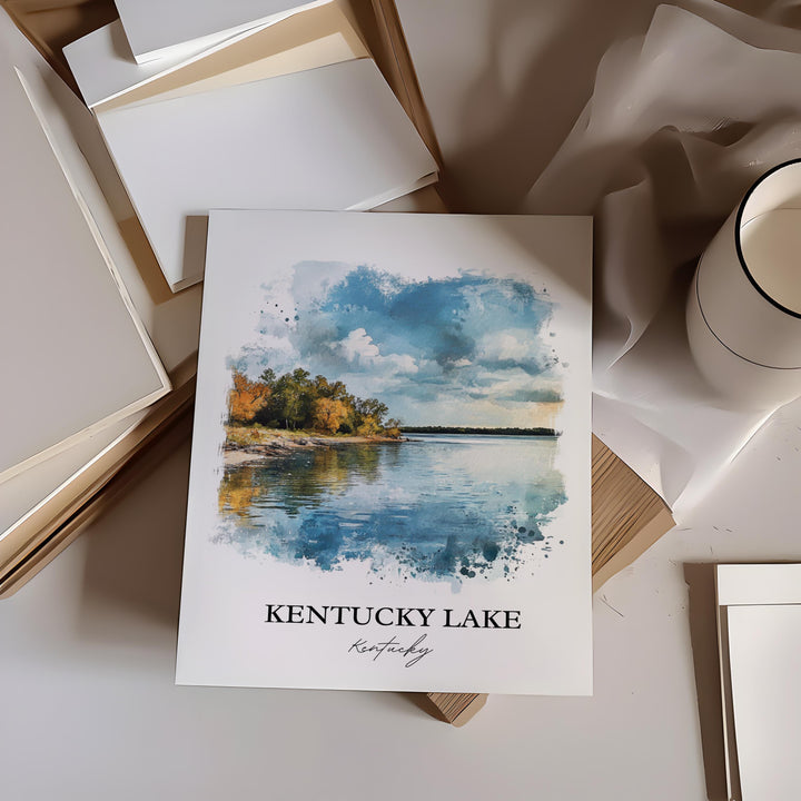 Kentucky Lake Wall Art, Grand Rivers KY Print, Kentucky Watercolor Art, Kentucky Lake Gift, Travel Print, Travel Poster, Housewarming Gift
