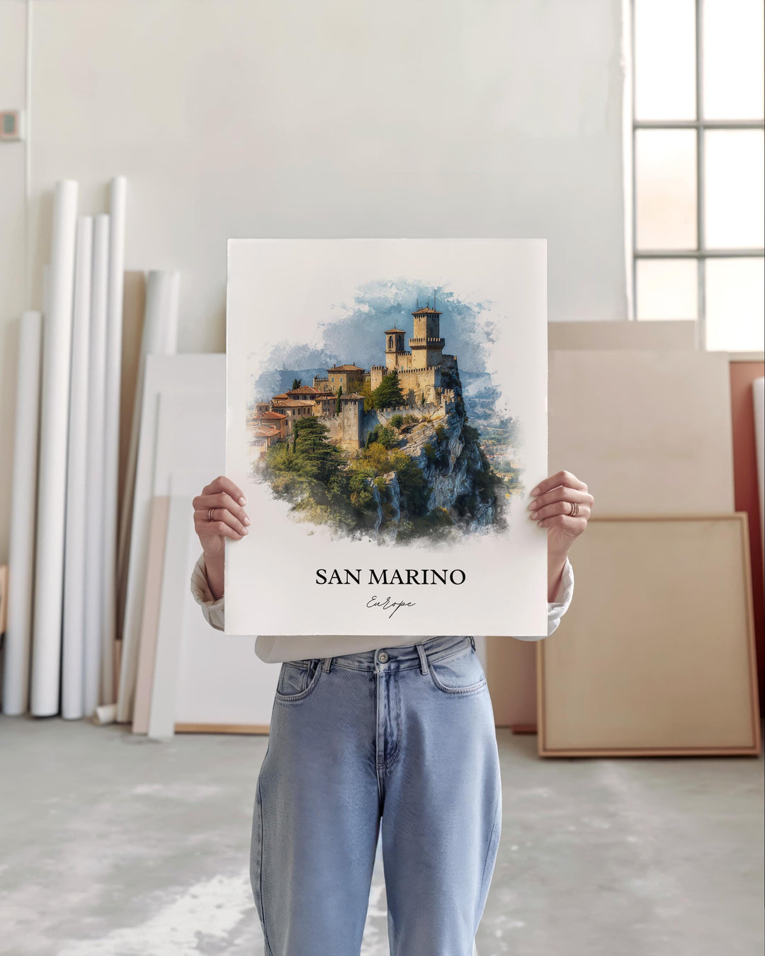 San Marino Wall Art, San Marino Print, San Marino Watercolor Art, San Marino Gift, Travel Print, Travel Poster, Housewarming Gift