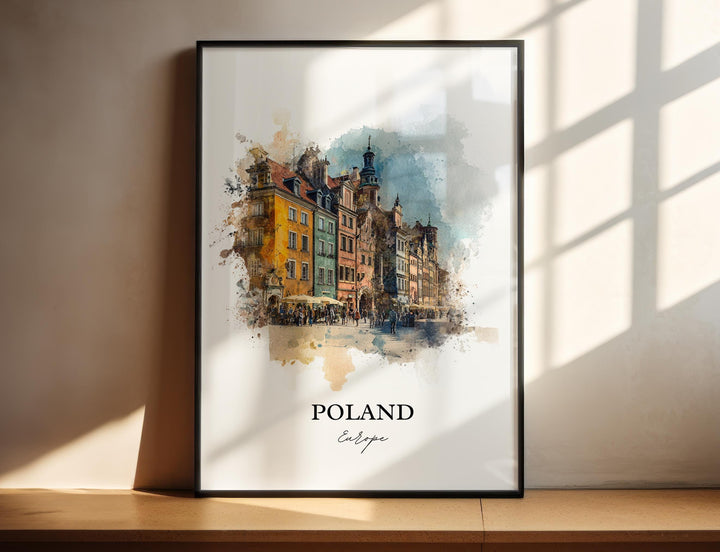 Poland Wall Art, Poland Print, Poland Watercolor Art, Poland Country Gift, Travel Print, Travel Poster, Housewarming Gift