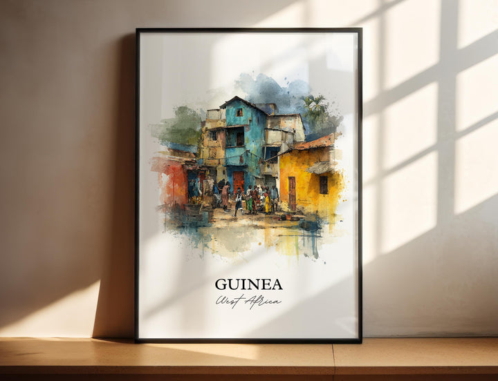 Guinea Wall Art, West Africa Print, Guinea Watercolor Art, Guinea Gift, Travel Print, Travel Poster, Housewarming Gift