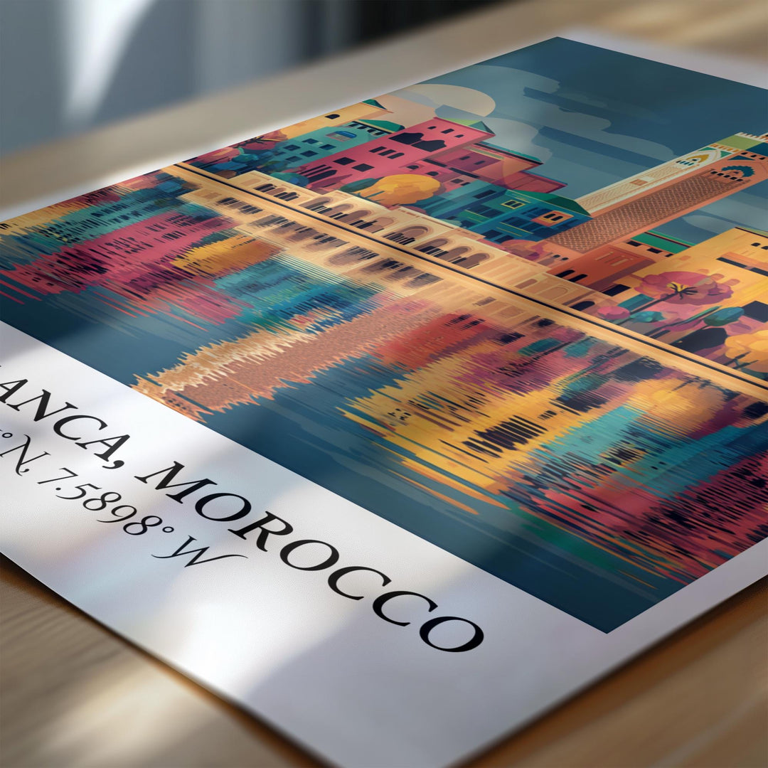 Casablanca Art, Casablanca Retro Travel Art, Morocco Home Decor, Morocco Gift, Morocco Travel Art, Travel Prints, Housewarming Gift