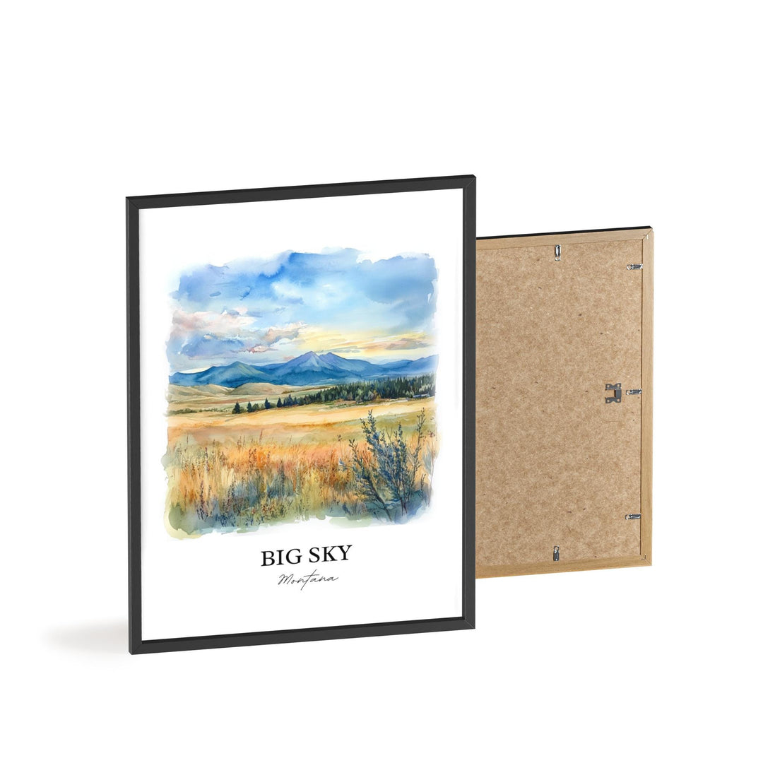 Big Sky MT Wall Art, Big Sky Montana Print, Montana Watercolor Art, Big Sky MT Gift, Travel Print, Travel Poster, Housewarming Gift