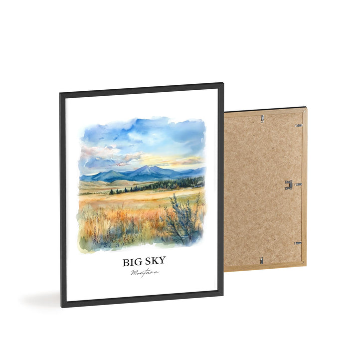 Big Sky MT Wall Art, Big Sky Montana Print, Montana Watercolor Art, Big Sky MT Gift, Travel Print, Travel Poster, Housewarming Gift
