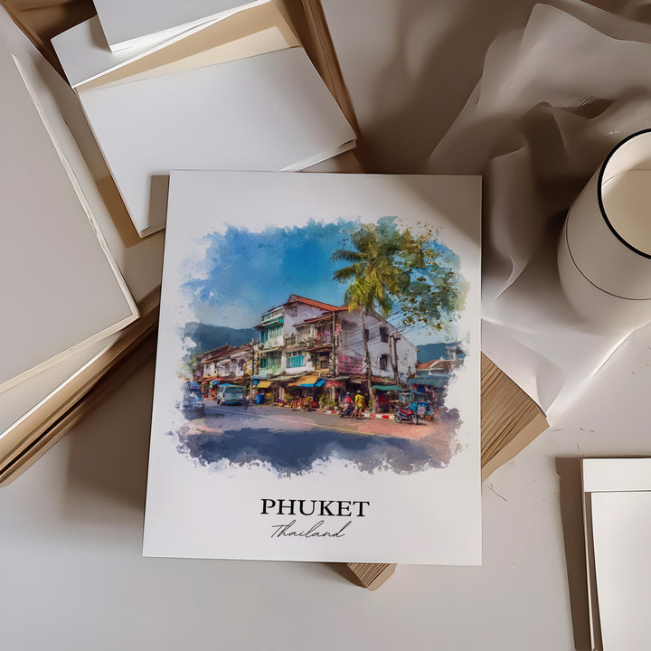 Phuket Thailand Wall Art, Phuket Print, Phuket Watercolor Art, Phuket Gift, Phuket Travel Print, Travel Poster, Housewarming Gift