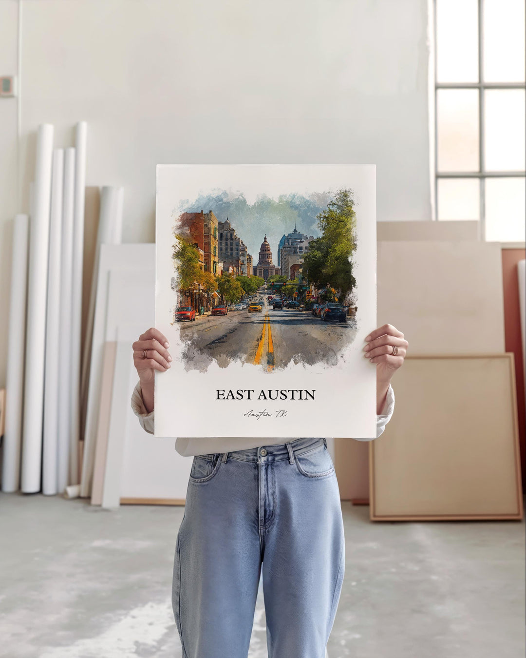East Austin, Texas – Watercolor Art Print
