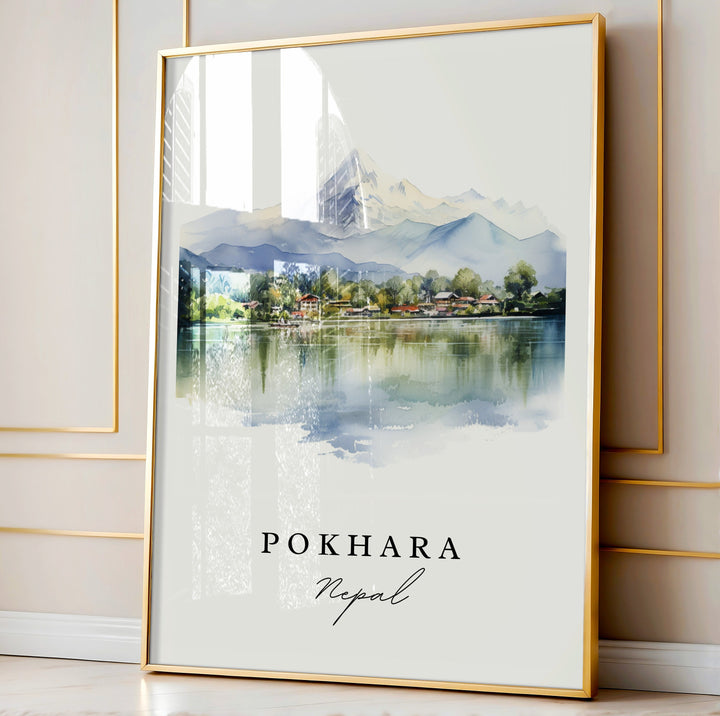 Pokhara Nepal wall art - Nepal, Pokhara poster, Wedding gift, Pokhara Birthday present, Custom Text, Personalized Nepal Gift