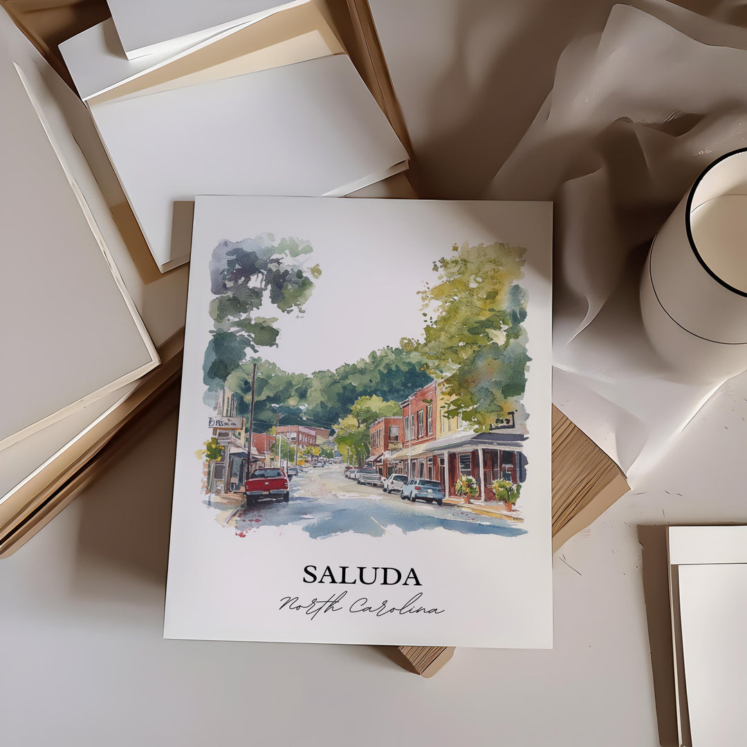 Saluda NC Wall Art, Polk County NC Print, North Carolina Watercolor Art, Saluda NC Gift, Travel Print, Travel Poster, Housewarming Gift