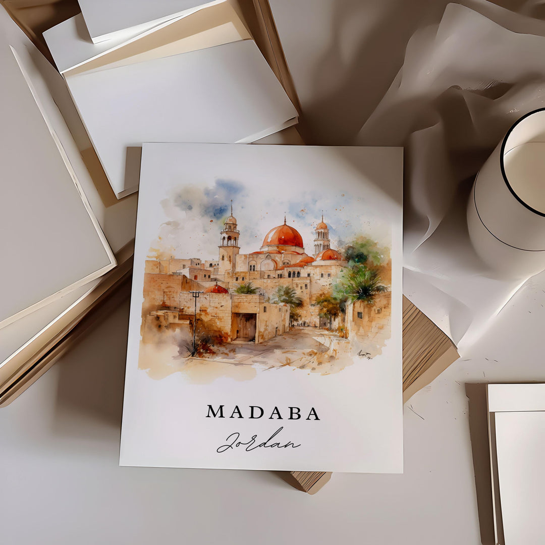 Madaba Jordan wall art - Jordan, Madaba poster, Madaba Jordan Wedding gift, Birthday present, Custom Text, Personalized Gift