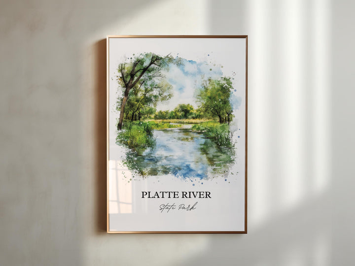 Platte River State Park Art, Platte County Print, Nebraska Watercolor, Platte River NE Gift, Travel Print, Travel Poster, Housewarming Gift