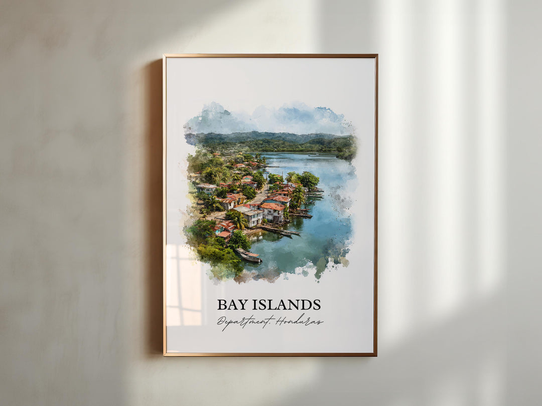 Bay Islands Honduras Wall Art, Bay Islands Print, Honduras Watercolor Art, Honduras Gift, Honduras Print, Travel Poster, Housewarming Gift