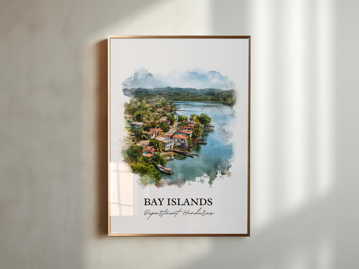 Bay Islands Honduras Wall Art, Bay Islands Print, Honduras Watercolor Art, Honduras Gift, Honduras Print, Travel Poster, Housewarming Gift