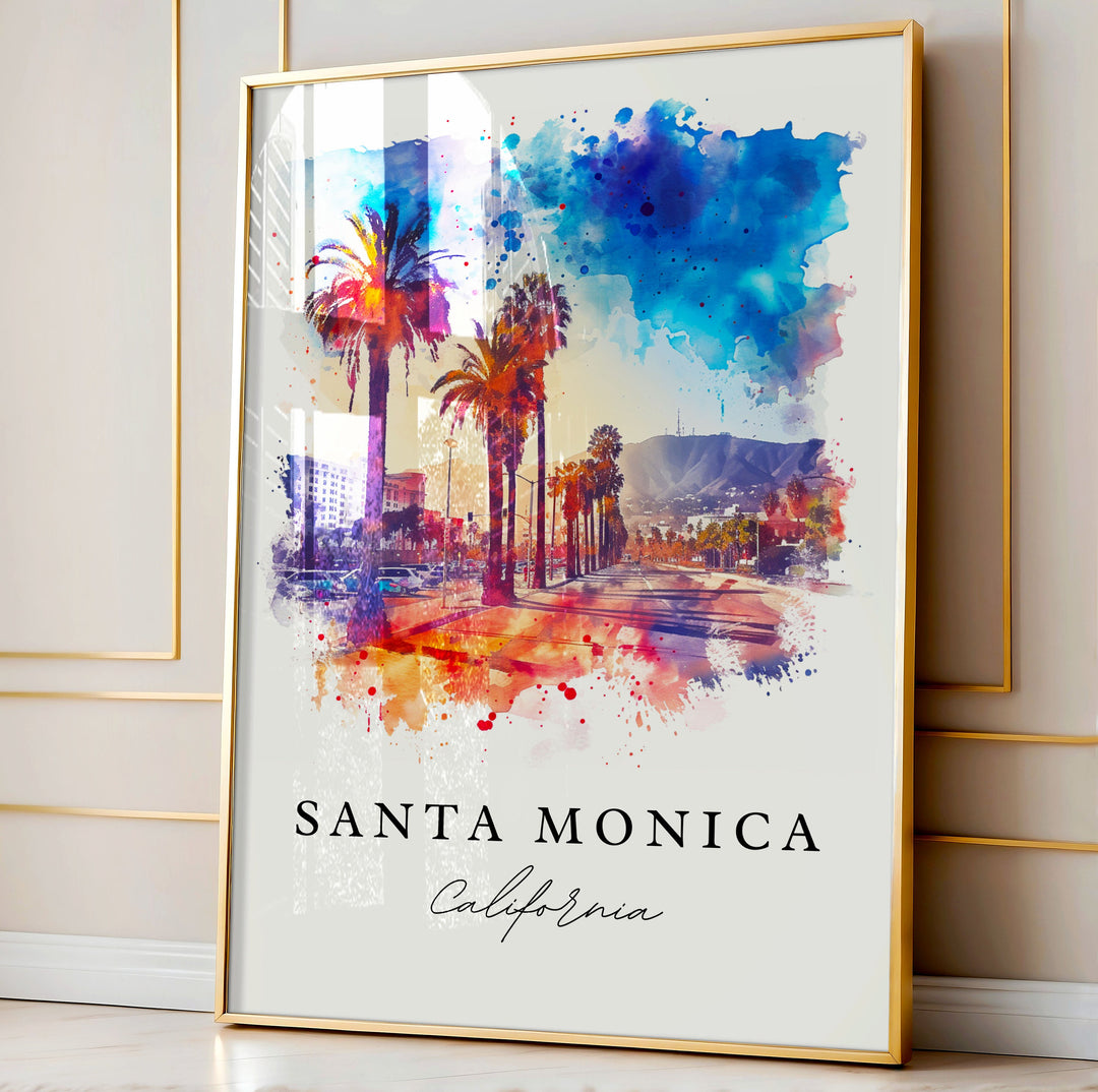 Santa Monica Art Print, Los Angeles Print, California Wall Art, Santa Monica Gift,