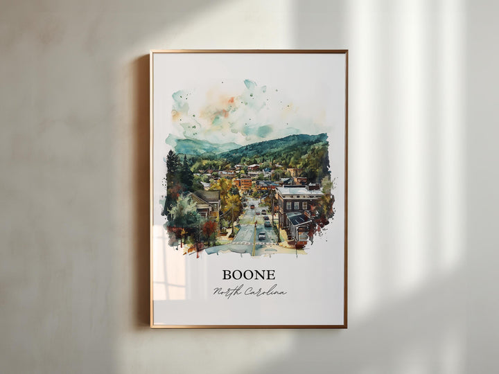 Boone NC Wall Art, Watauga County Print, North Carolina Watercolor Art, Boone NC Gift, Travel Print, Travel Poster, Housewarming Gift