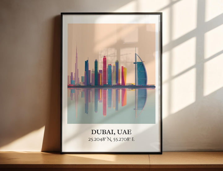 Dubai Art, Dubai UAE Retro Travel Art, Dubai Home Decor, United Arab Emirates Gift, Dubai UAE Travel Art, Duabi Print, Housewarming Gift