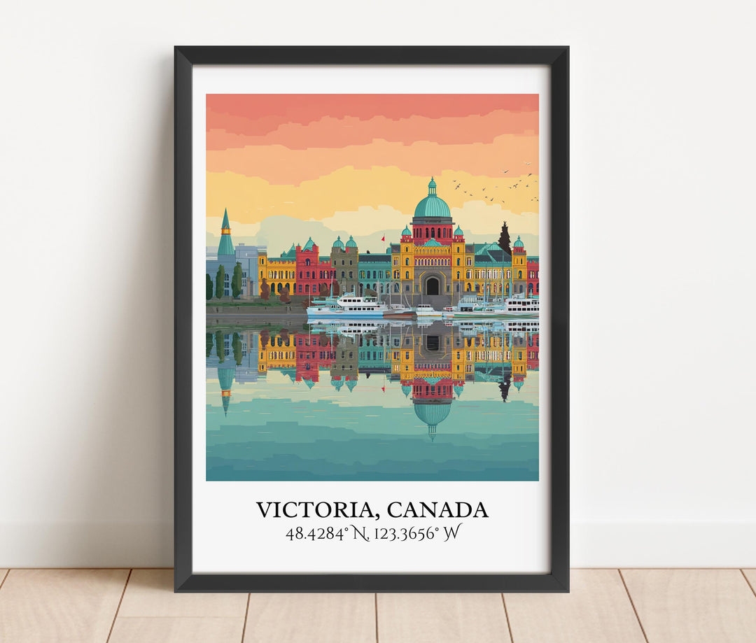 Victoria Canada Art, Canada Retro Travel Art, Canada Home Decor, Canada Gift, Victoria Canada Travel Art, Travel Prints, Housewarming Gift
