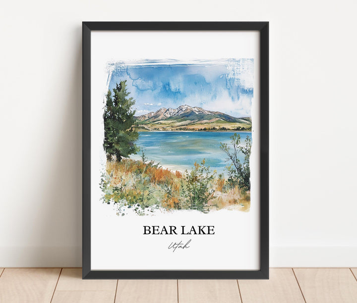 Bear Lake Wall Art, Bear Lake UT Print, Utah Watercolor Art, Bear Lake Utah Gift, Travel Print, Travel Poster, Housewarming Gift