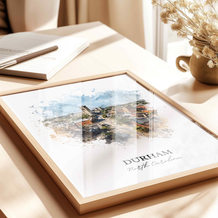 Durham, North Carolina – Watercolor Art Print
