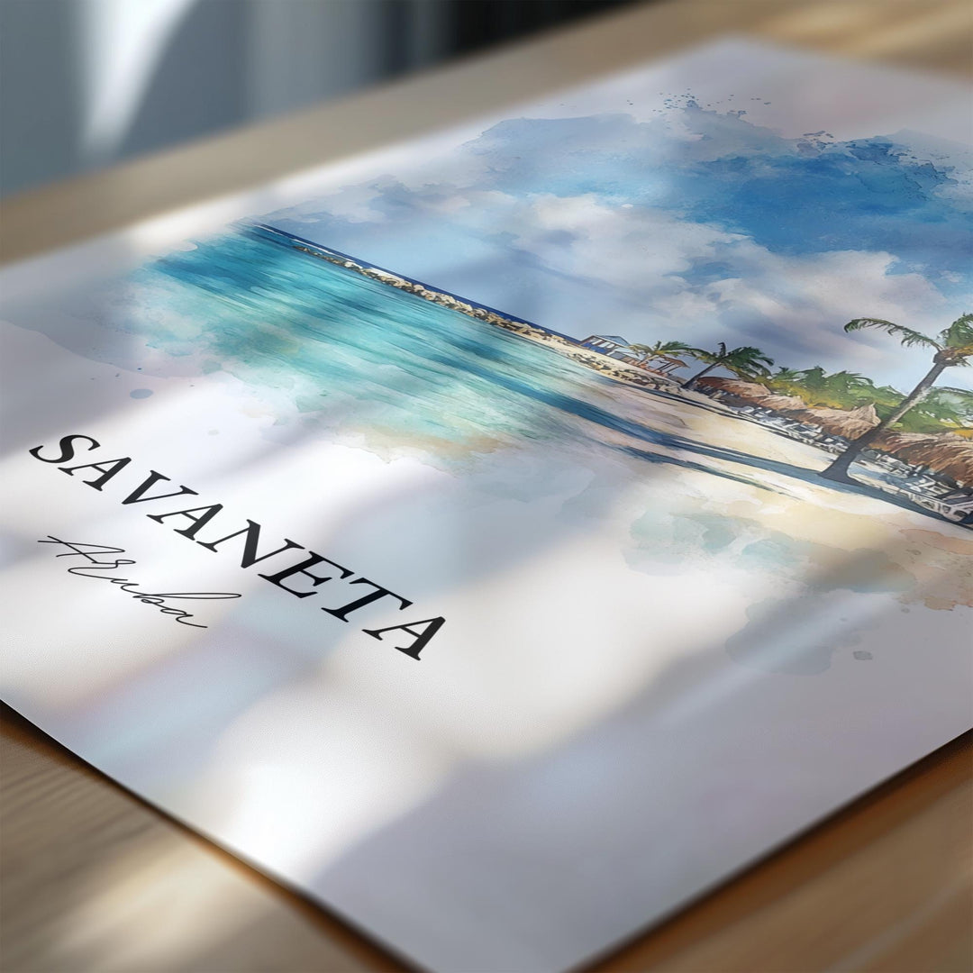 Savaneta Wall Art, Savaneta Aruba Print, Aruba Watercolor Art, Savaneta Aruba Gift, Travel Print, Travel Poster, Housewarming Gift