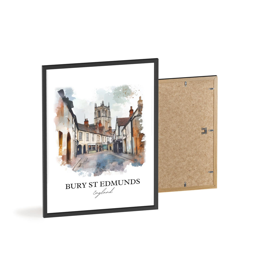 Bury St Edmunds Wall Art, West Suffolk Print, England Watercolor Art, Bury England Gift, Travel Print, Travel Poster, Housewarming Gift