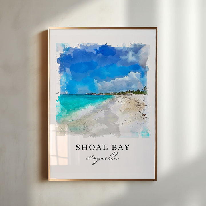 Shoal Bay Wall Art, Shoal Bay Print, Shoal Bay Anguilla Watercolor, Anguilla Beach Gift,