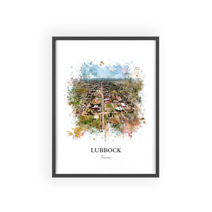 Lubbock, Texas – Watercolor Art Print