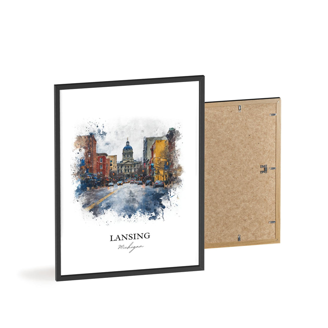 Lansing, Michigan – Watercolor Art Print