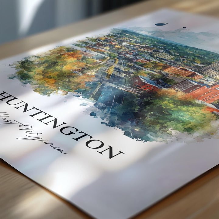 Huntington WV Wall Art, Cabell County Print, West Virginia Watercolor, Huntington WV Gift, Travel Print, Travel Poster, Housewarming Gift