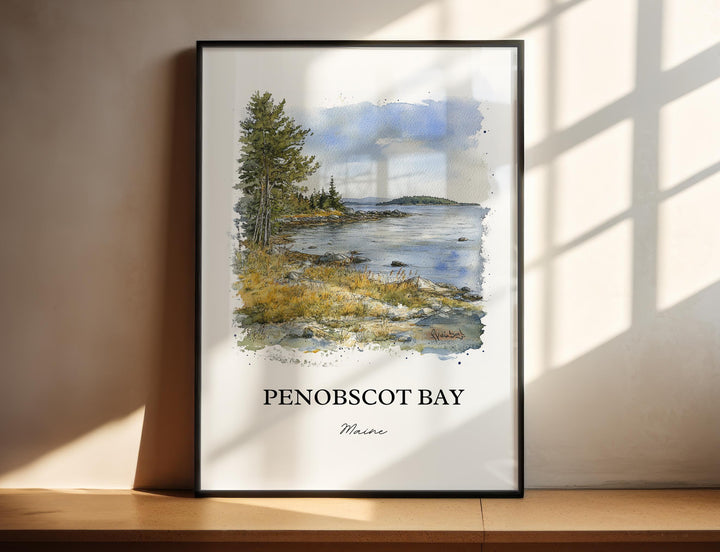 Penobscot Bay Wall Art, Belfast Maine Print, Maine Watercolor Art, Penobscot Bay Gift, Travel Print, Travel Poster, Housewarming Gift