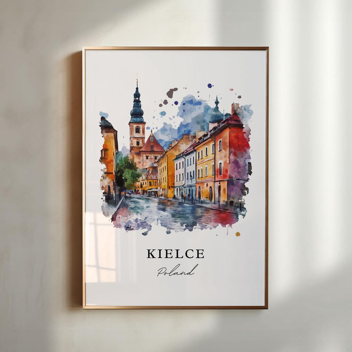 Kielce Poland Wall Art, Kielce Print, Silnica River Watercolor aRT, Swietokrzyskie Gift,