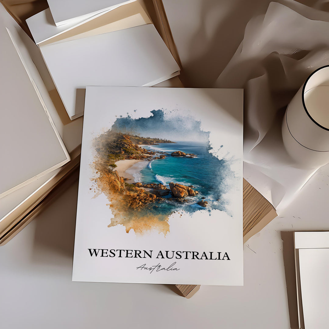 Western Australia Art, Australia Print, Australia Watercolor Art, Western Australia Gift, Travel Print, Travel Poster, Housewarming Gift