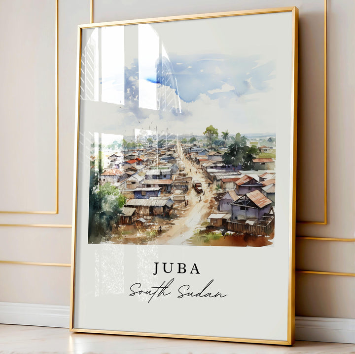 Juba South Sudan wall art - South Sudan, Juba poster, White Nile Art, Central Equatoria State gift, Custom Text, Personalized Gift