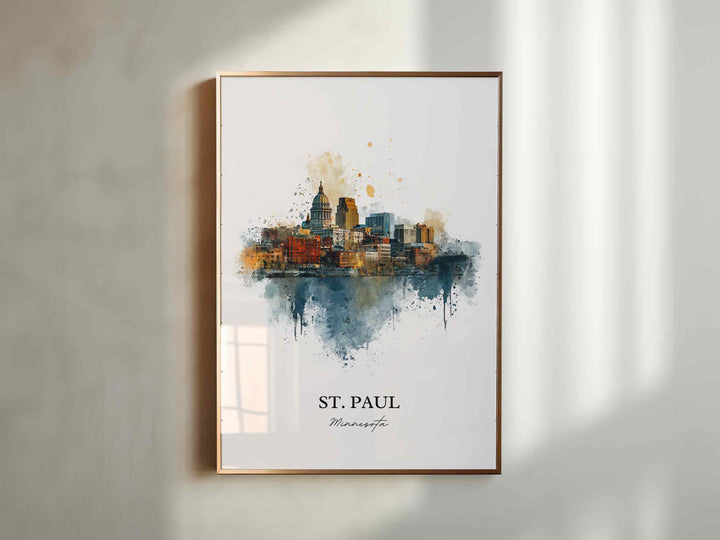 St. Paul MN Wall Art, St Paul Print, Minnesota Watercolor Art, Twin Cities Gift, Travel Print, Travel Poster, Housewarming Gift