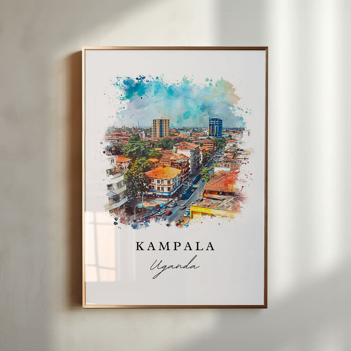 Kampala watercolor travel art - Uganada, Kampala print, Wedding gift, Birthday present, Custom Text, Perfect Gift