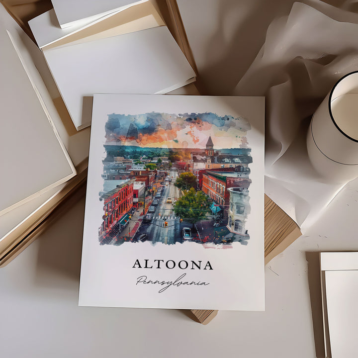 Altoona PA Wall Art, Altoona PA Print, Altoona Watercolor, Altoona Pennsylvania Art Gift, Travel Poster, Housewarming Gift