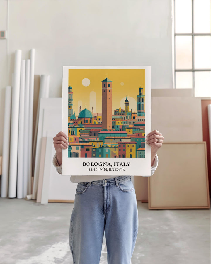 Bologna Italy Art, Bologna Retro Travel Art, Bologna Home Decor, Bologna Italy Gift, Italy Travel Art, Travel Prints, Housewarming Gift