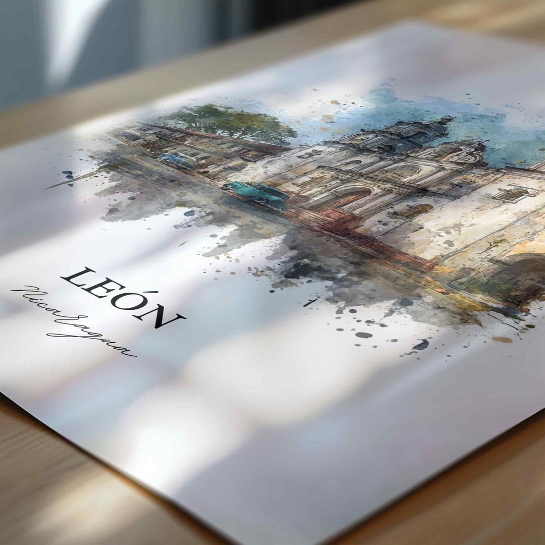 León, Nicaragua – Watercolor Art Print