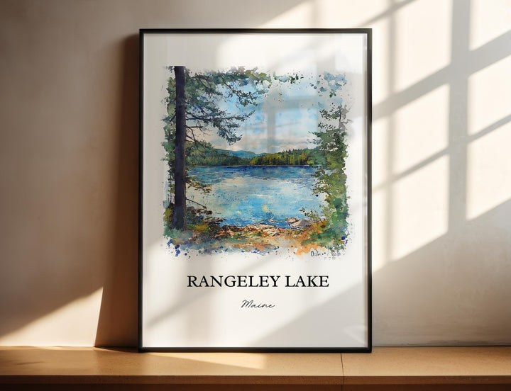 Rangeley Lake Wall Art, Franklin County ME Print, Maine Watercolor Art, Rangeley Lake Gift, Travel Print, Travel Poster, Housewarming Gift
