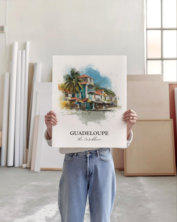 Guadeloupe Wall Art, Guadeloupe Print, Caribbean Watercolor Art, Guadeloupe Gift, Travel Print, Travel Poster, Housewarming Gift