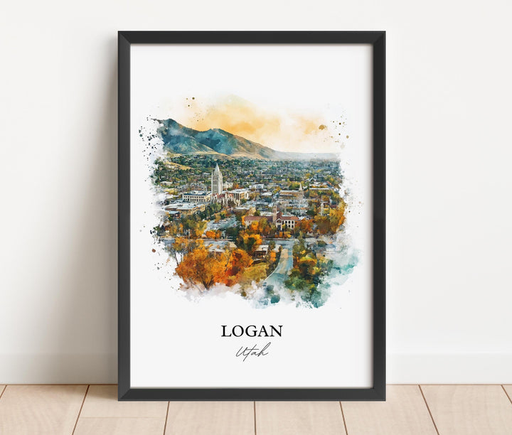 Logan Utah Wall Art, Cache County Print, Utah Watercolor Art, Logan Utah Gift, Travel Print, Travel Poster, Housewarming Gift