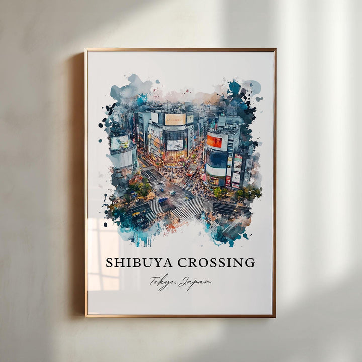 Shibuya Crossing Wall Art, Tokyo Japan Print, Tokyo Watercolor Art, Shibuya Crossing Gift, Travel Print, Travel Poster, Housewarming Gift
