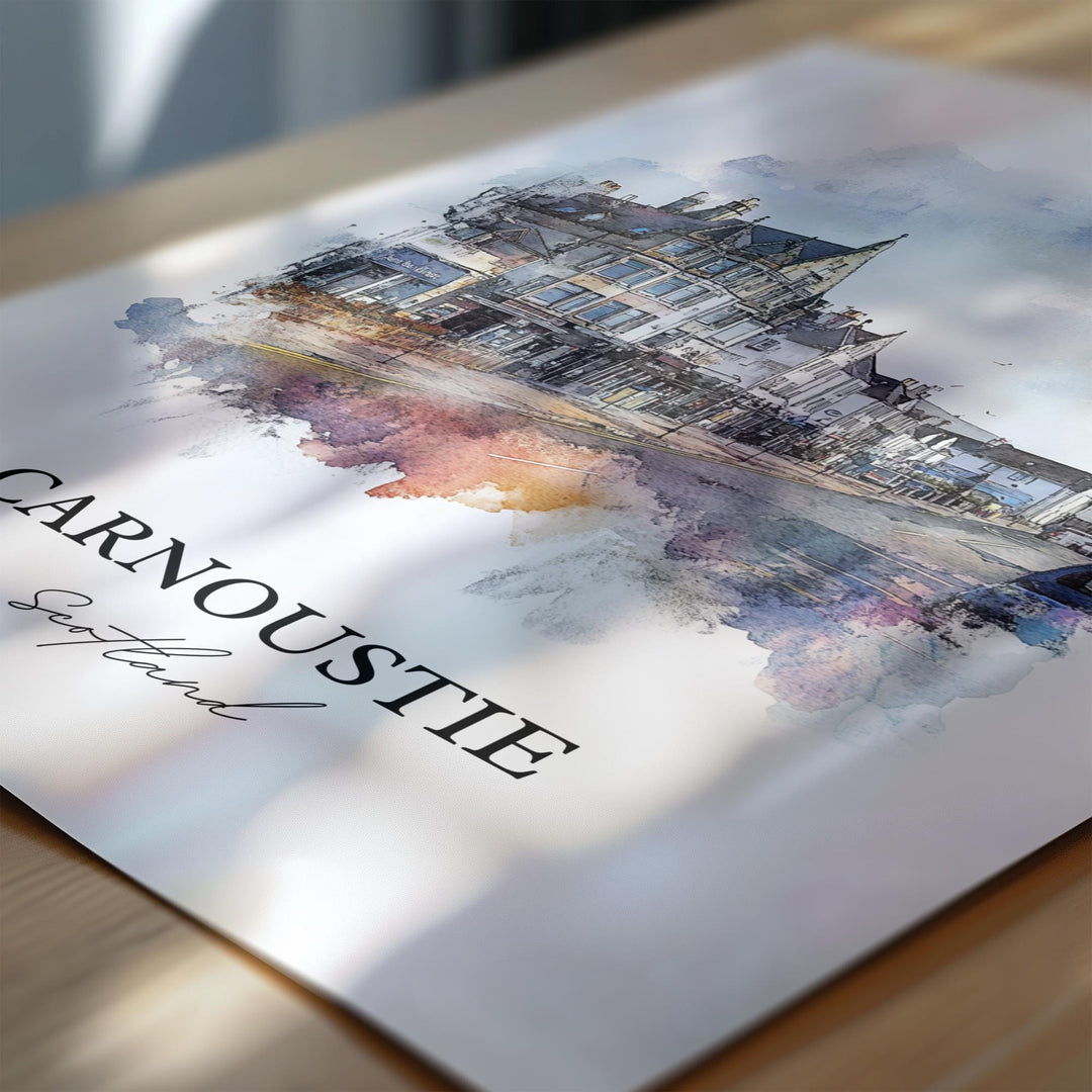 Carnoustie Wall Art, Scotland Print, Scotland Watercolor Art, Carnoustie Scotland Gift, Travel Print, Travel Poster, Housewarming Gift