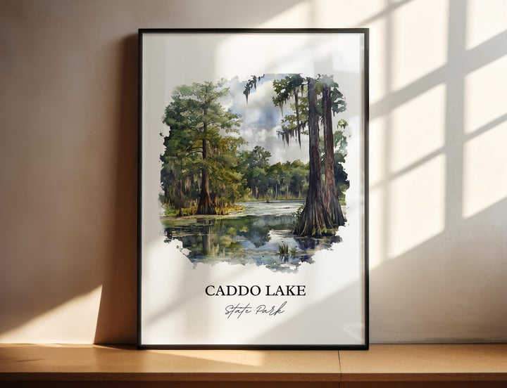 Caddo Lake State Park Art, Harrison County Print, Texas Watercolor Art, Caddo Lake Gift, Travel Print, Travel Poster, Housewarming Gift