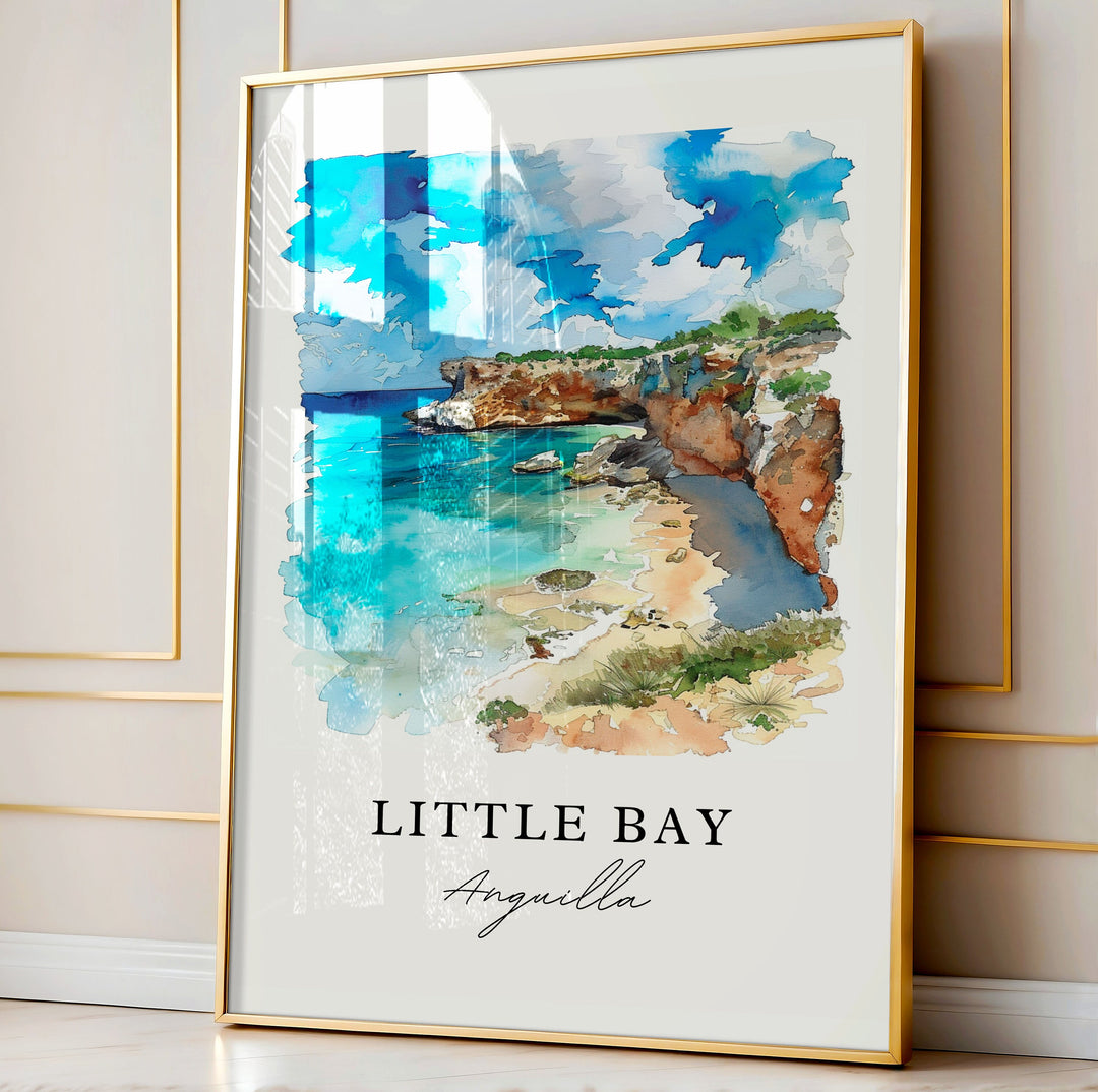 Little Bay Wall Art, Little Bay Anguilla Print, Anguilla Watercolor, Little Bay Gift, Travel Poster, Housewarming Gift