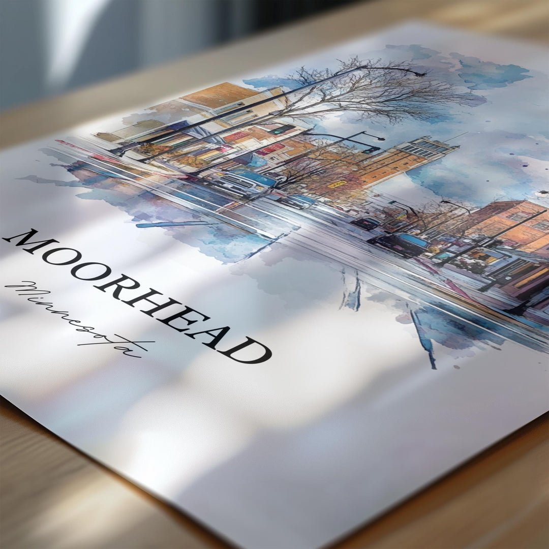 Moorhead, MN, USA – Watercolor Art Print