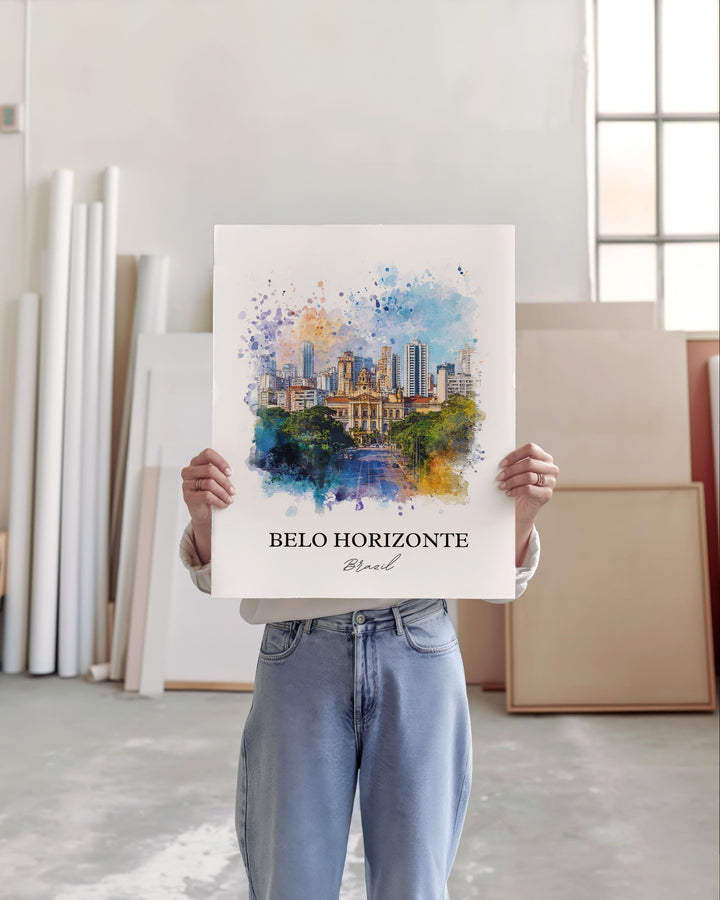 Belo Horizonte, Brazil – Watercolor Art Print