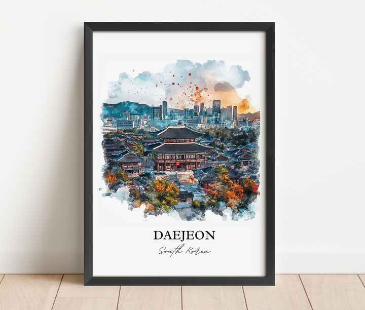 Daejeon Wall Art, Sobaek Mountains Print, South Korea Watercolor Art, Daejeon Gift, Travel Print, Travel Poster, Housewarming Gift